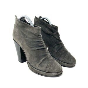 * Fiorentini + Baker Nia Grey Suede Ruched Ankle Heeled Boots 36.5/6.5